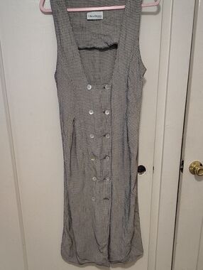 Ultra Dress Collection Black and White Houndstooth Button-Front Midi Dress